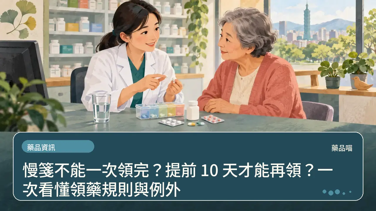 慢箋不能一次領完？提前 10 天才能再領？一次看懂領藥規則與例外主題插畫