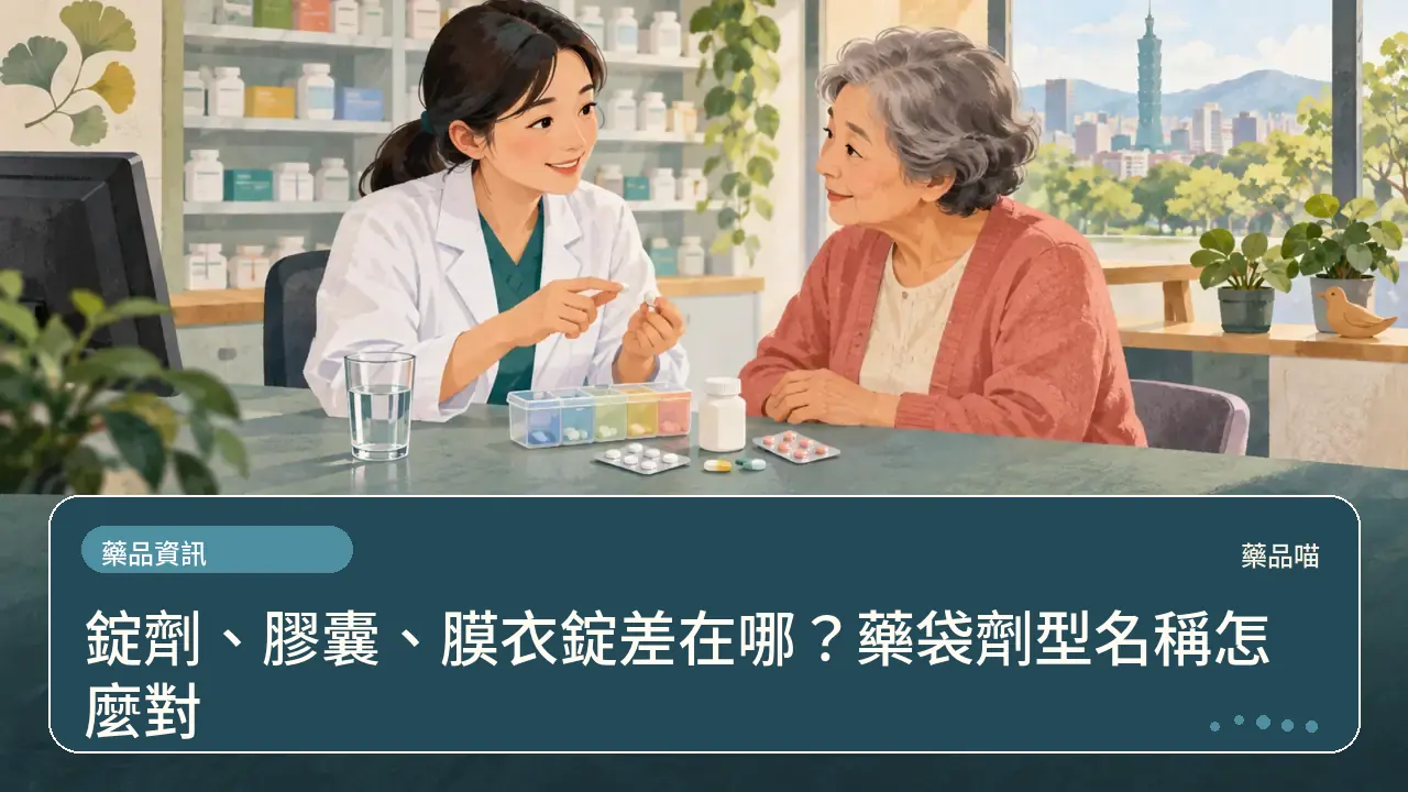 錠劑、膠囊、膜衣錠差在哪?藥袋劑型名稱怎麼對主題插畫