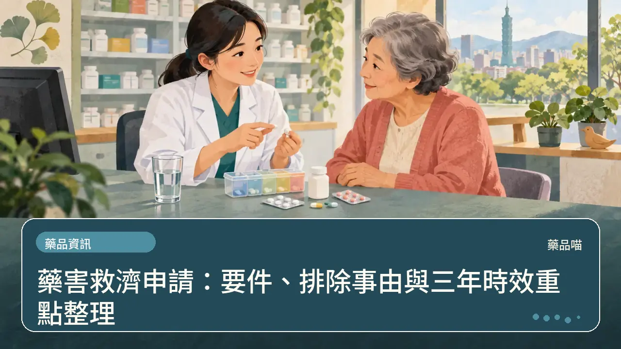 藥害救濟申請:要件、排除事由與三年時效重點整理主題插畫