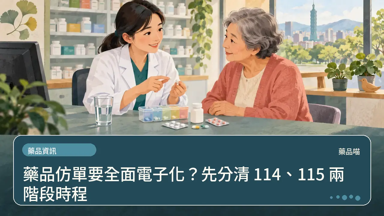 藥品仿單要全面電子化?先分清 114、115 兩階段時程主題插畫