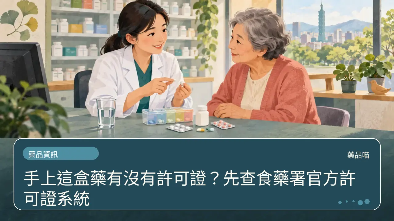 手上這盒藥有沒有許可證?先查食藥署官方許可證系統主題插畫