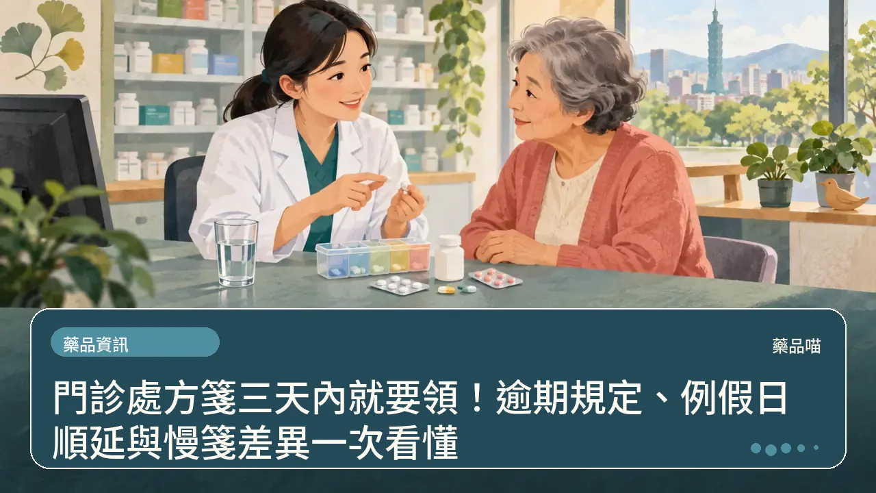門診處方箋三天內就要領！逾期規定、例假日順延與慢箋差異一次看懂主題插畫